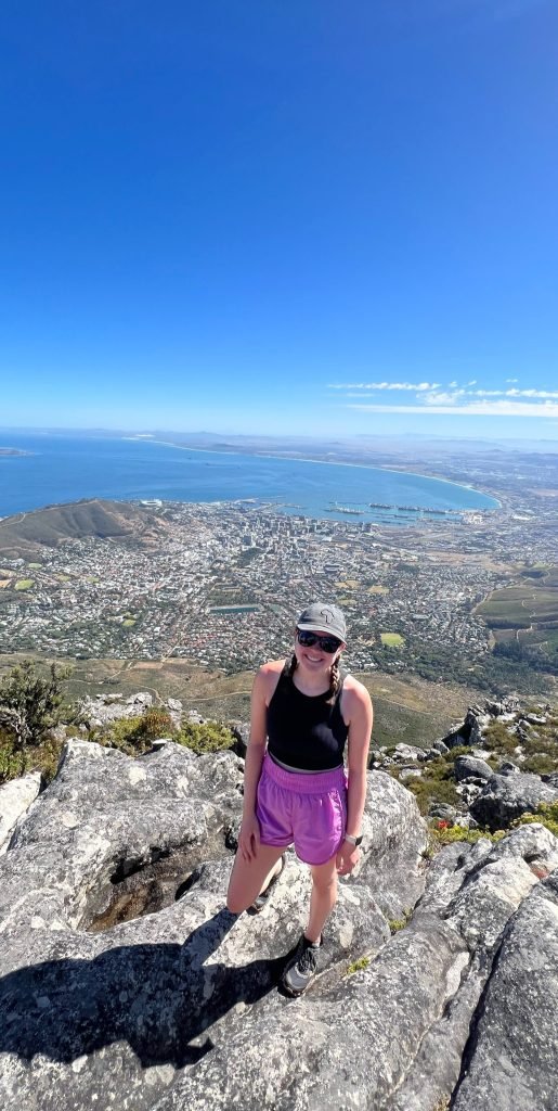 Web designer Olivia hiking in South Africa