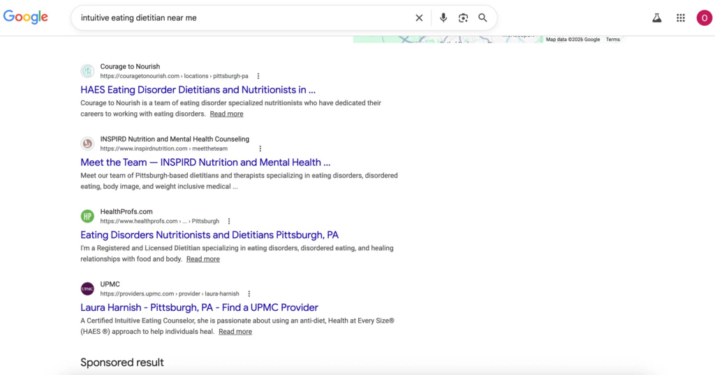 Weight-inclusive private practices ranking in Google