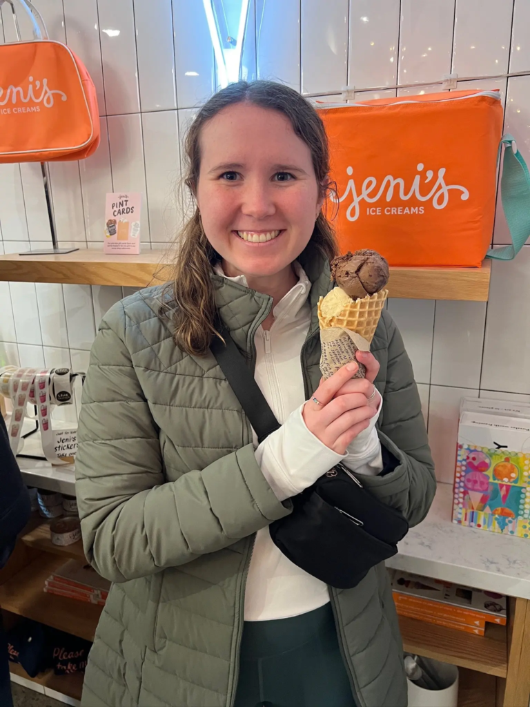 Olivia, private practice website designer and dietitian, holding an ice cream cone