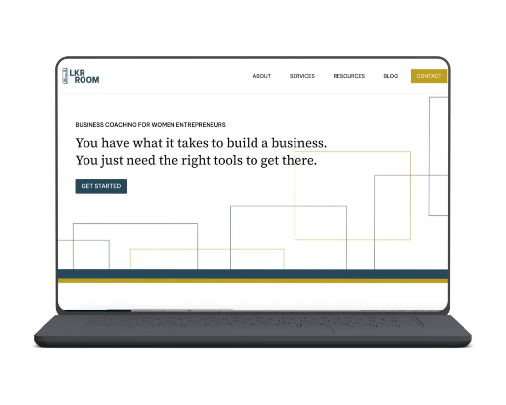 Laptop mock-up of Business Coaching Website, LKR ROOM