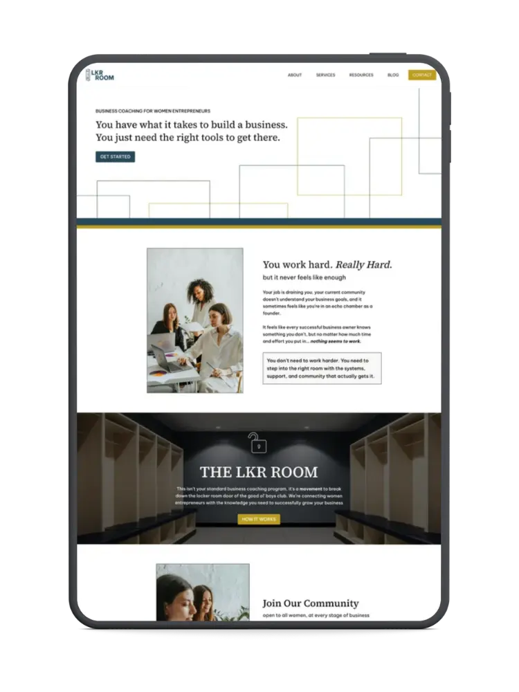 Tablet website mock-up for LKR ROOM